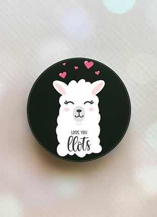 Держатель для смартфона / планшета попсокет popsocket черный :: лама (принт 94)