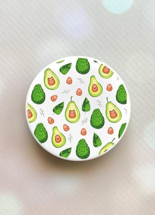 Держатель для смартфона / планшета попсокет popsocket белый :: авокадо с котиками (принт 301)