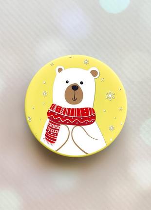 Держатель для смартфона / планшета попсокет popsocket желтый :: мишка (принт 146)