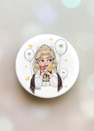 Держатель для смартфона / планшета попсокет popsocket белый :: украинка со сладостями (принт 175)