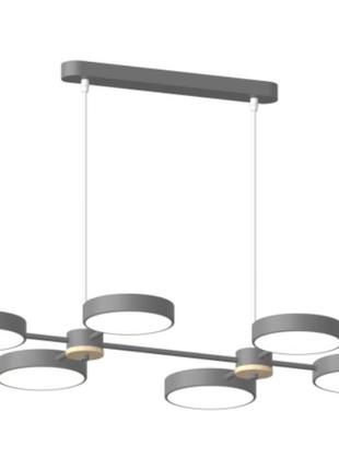 Люстра світлодіодна sirius акрилова reims 108w x13284/6 grey+wood сіра