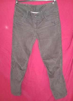 Оригинал вельвет вельветовые брюки  унисекс брючки штаны puma размер m. черно-коричневые