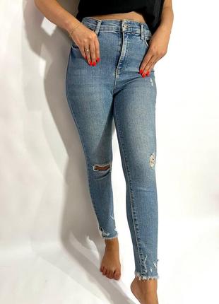 Джинсы на высокой талии /размер xs/ зауженные женские джинсы / женские облегающие джинсы / женские джинсы / светлые женские джинсы / женские джинсы /4