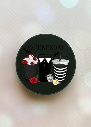 Тримач для смартфона / планшета попсокет popsocket чорний :: коктейлі венздей (принт 216)