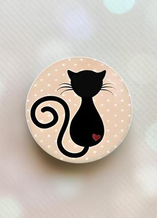 Держатель для смартфона / планшета попсокет popsocket белый :: силуэт кошки (принт pop_7)