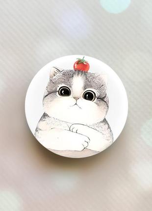 Держатель для смартфона / планшета попсокет popsocket белый :: котёнок (принт pop_4)