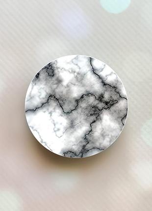 Держатель для смартфона / планшета попсокет popsocket белый :: серый мрамор (принт pop_18)