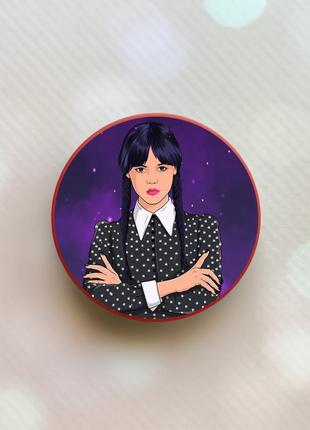 Тримач для смартфона / планшета попсокет popsocket червоний :: дівчина з косичками. венздей (принт 208)