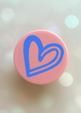 Тримач для смартфона / планшета попсокет popsocket рожевий :: сердечко синє (принт 48)