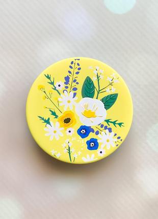 Тримач для смартфона / планшета попсокет popsocket жовтий :: квіти. акварель (принт 271)