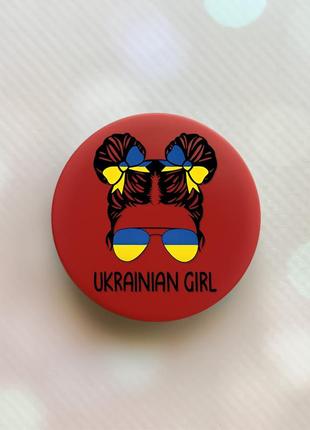 Держатель для смартфона / планшета попсокет popsocket красный :: украинская девушка (принт 113)