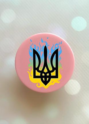 Тримач для смартфона / планшета попсокет popsocket рожевий :: тризуб. полум’я (принт 257)
