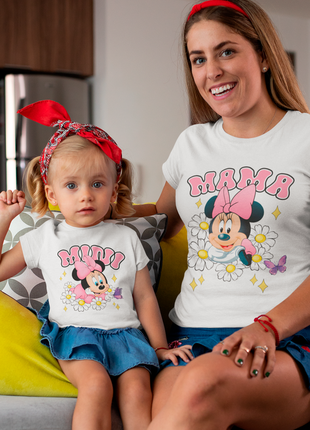 Парні футболки для мами та доньки з принтом "мама маус. мінні маус" push it