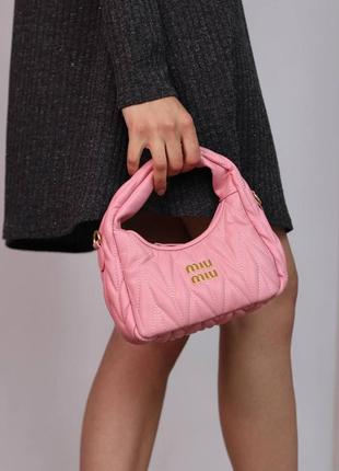 Сумка miu miu wander matelassé nappa hobo pink