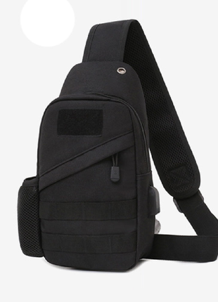 Тактическая черная сумка через плечо, укрепленная сумка-слинг борсетка тактическая ws49429