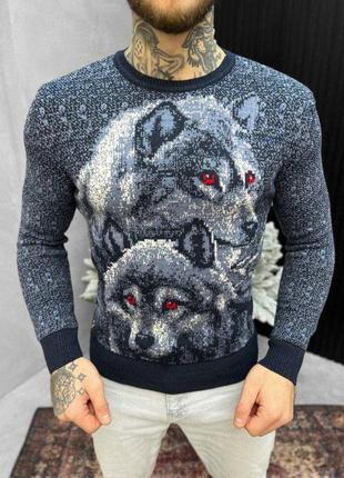 Новорічний светр в'язаний wolf sea вт4645