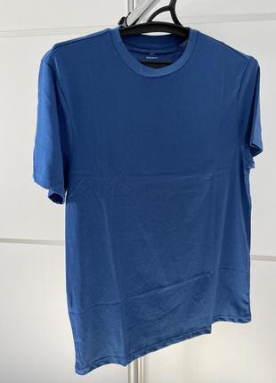 Чоловіча синя футболка regular fit h&m футболка з круглим вирізом стандартного крою