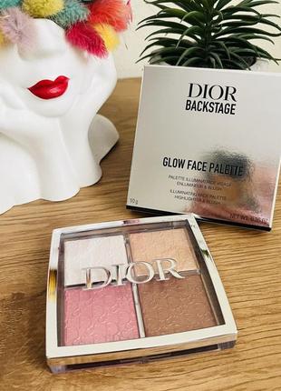 Оригинальный dior backstage glow face palette 001 universal highlight&amp;blush палетка хайлайтеров