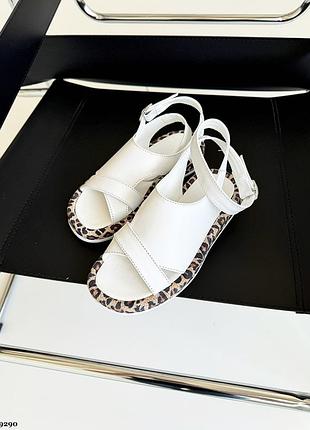 Стильні босоніжки  на обтяжній підошві, білий,  натуральна шкіра/ замша