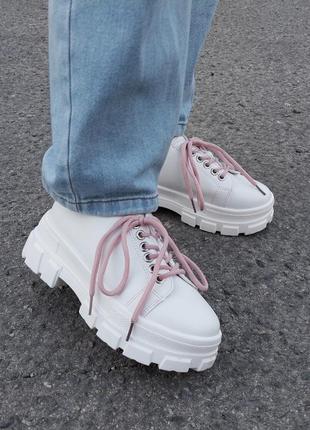 Стильные белые женские туфли классические кожаные женские туфли на шнуровке повседневные женские туфли на платформе туфли эко-кожа
