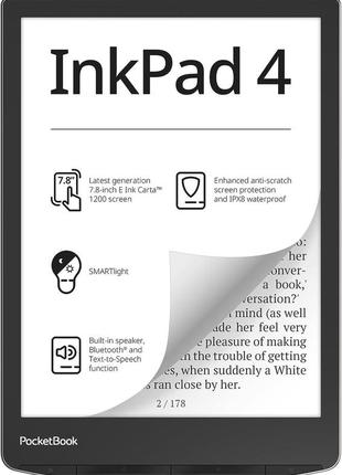 Электронная книга 7.8" pocketbook inkpad 4 32 гб wi-fi черн (pb743g)