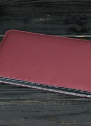 Кожаный чехол для macbook air 13" (2018-2021) дизайн №2 с войлоком,  кожа grand, цвет бордо