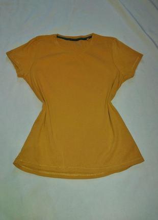 Бавовняна жіноча футболка гірчична однотонна жіноча футболка з бавовни коттонова жіноча футболка
