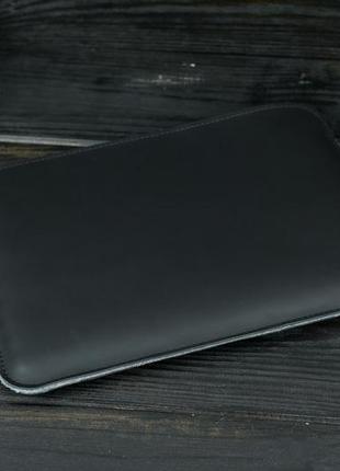 Кожаный чехол для macbook air 13" (2018-2021) дизайн №2 с войлоком,  кожа grand, цвет черный