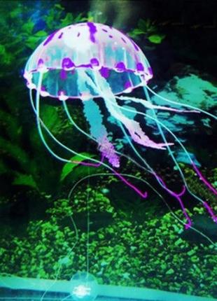 Медуза в акваріум силіконова 65 на 140 мм фіолетовий