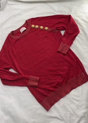 Червоний яскравий светр з ґудзиками золотими savida