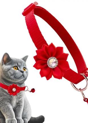 Ошейник для собак и котов "flower" red 19-32 cm