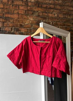Gudrun sjoden women’s cropped top cardigan red cotton metal thread жіночий кроп-топ, кардиган