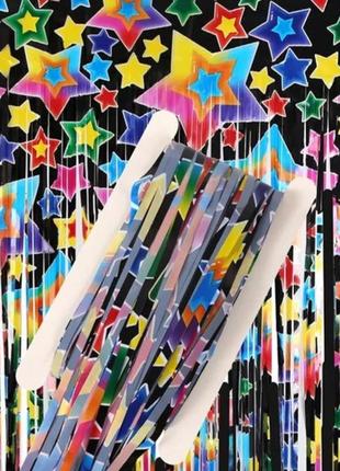 Шторка дощик на фотозону з принтом зірок 2 м на 1 м різнобарвний