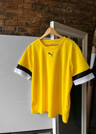 Puma men’s yellow teamrise jersey shirt center logo soccer спортивна футболка