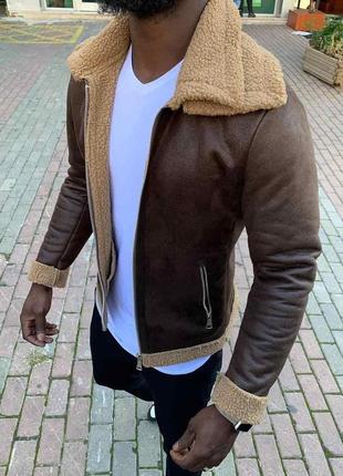 Чоловіча куртка коричнева з овченою туреччина