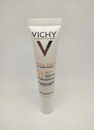 Солнцезащитный невесомый флюид против признаков фотостарения кожи лица, spf 50+ vichy capital soleil