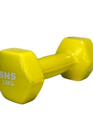 Гантели для фитнеса sns виниловые по 3 кг 2 шт. желтый