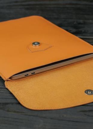 Кожаный чехол для macbook air 13" (2018-2021) дизайн №36, натуральная кожа grand, цвет янтарь