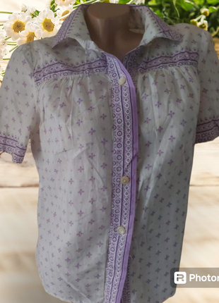 Батистовая рубашка с коротким рукавом, vintage,handmade