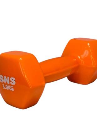 Гантели для фитнеса sns виниловые по 3 кг 2 шт. оранжевый