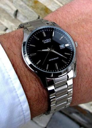 Чоловічий срібний наручний годинник casio/касіо, класика.