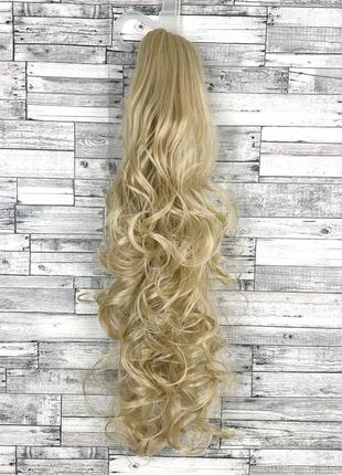 7837 хвост блонд 16/613 волнистый на крабе 60см термо из искусственных волос шиньон