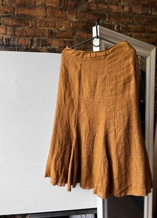 Elisa cavaletti women's premium linen brown long skirt женская, высококачественная, удлиненная юбка из льна