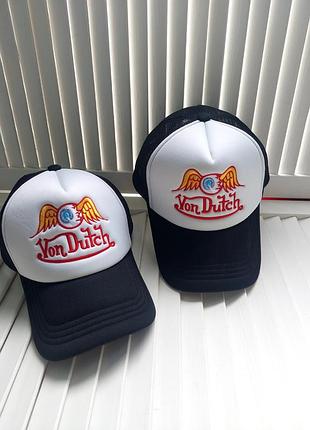 Кепка бейсболка тракер черная белая von dutch унисекс