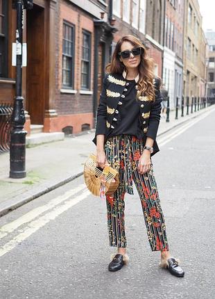 Легкие брюки zara марокко цветы этикетка