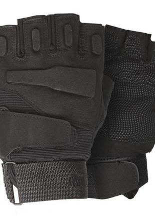 Перчатки тактические короткие мужские без пальцев han-wild hw72 xl с защитными вставками taktical чёрные