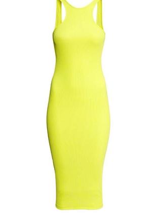 Яскраво-жовта сукня міді в рубчик h&amp;m