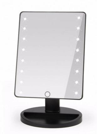Настольное зеркало wh-085 с подсветкой 16 led mirror 21.5x17 см чёрный pro_249