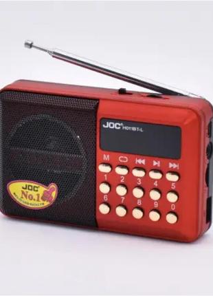 Радіоприймач з fm usb microsd joc h011bt-l радіо на акумуляторі червоний pro_249