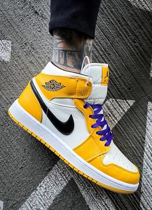 Мужские кроссовки nike air jordan 1 retro mid se lakers 40-42-43-44-45